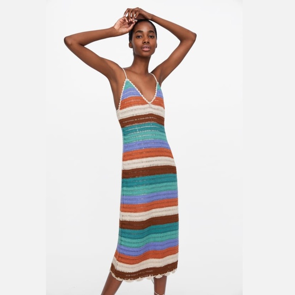 zara striped crochet dress